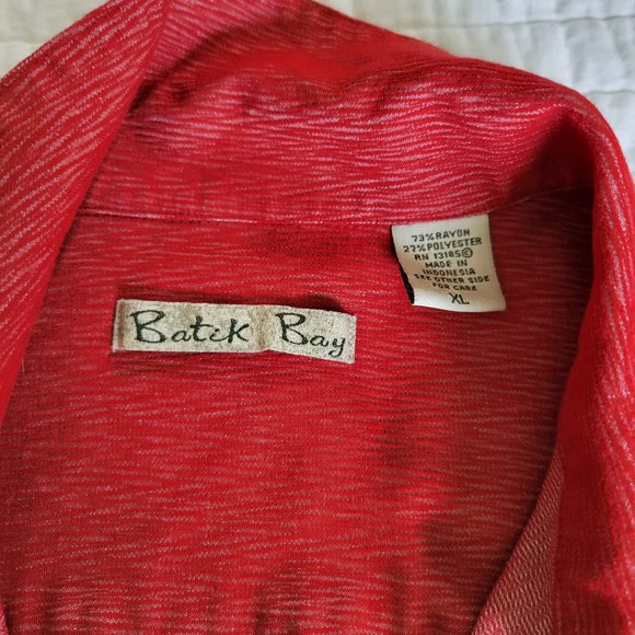 Batik Bay Red Men’s Short Sleeve Button Down Shirt   Size XL - Picture 8 of 12